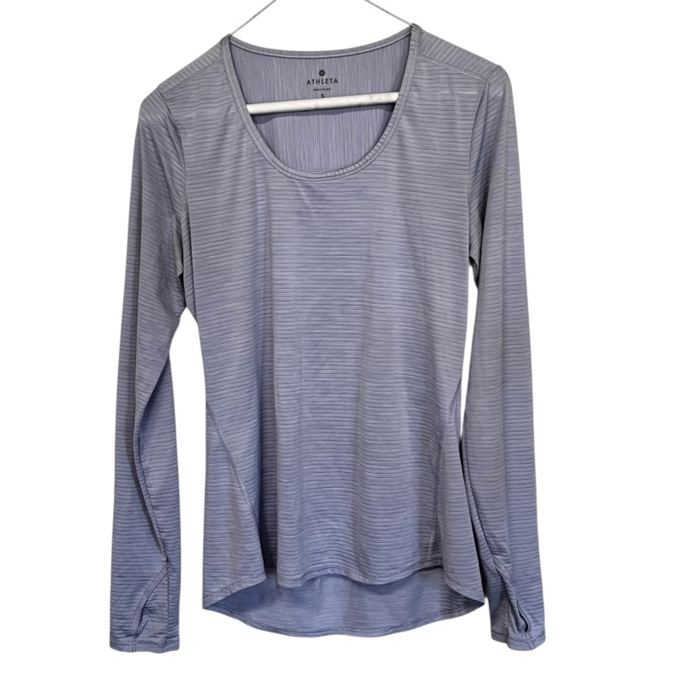 Athleta | Silver Blue Purple Shimmer Chi Top Long Sleeve S